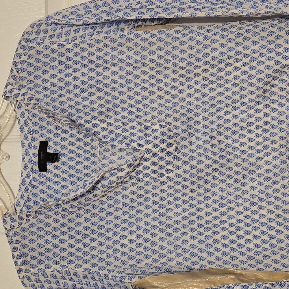 J. Crew Popover Mandarin Collar Top - Picture 1 of 12